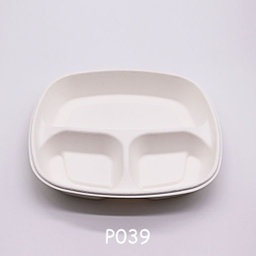 Bagasse 3-compartment plate 9"
